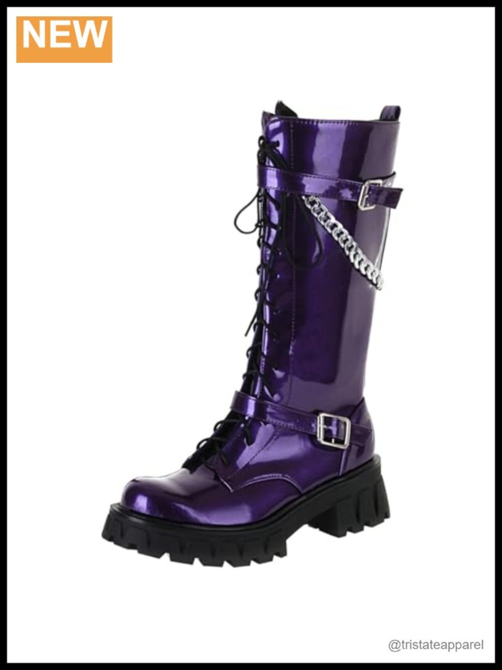 Womens Goth Knee High Lace Up Platform Combat Boots Chunky Heel